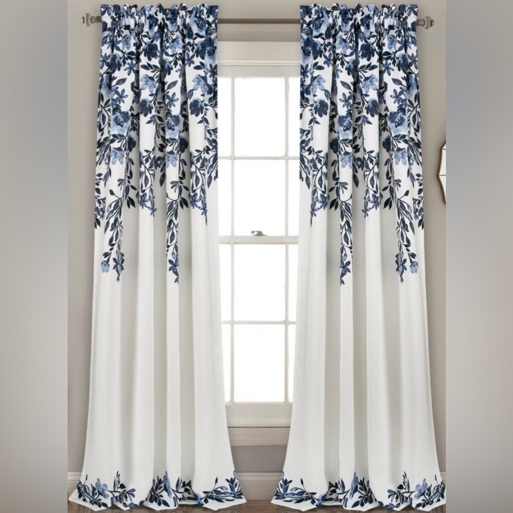 Lush Decor Tanisha Curtains Light Filtering Window Panel Pair Floral Vine Print